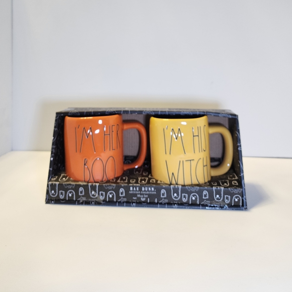 RAE DUNN 2pk Ceramic "I'm Her Boo And I'm His Witch" Mugs - Brand New in box